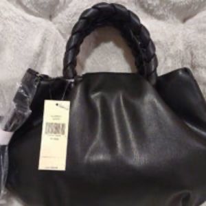 Collection Eighteen Soft Black Medium Braided Double Handle Hand Bag